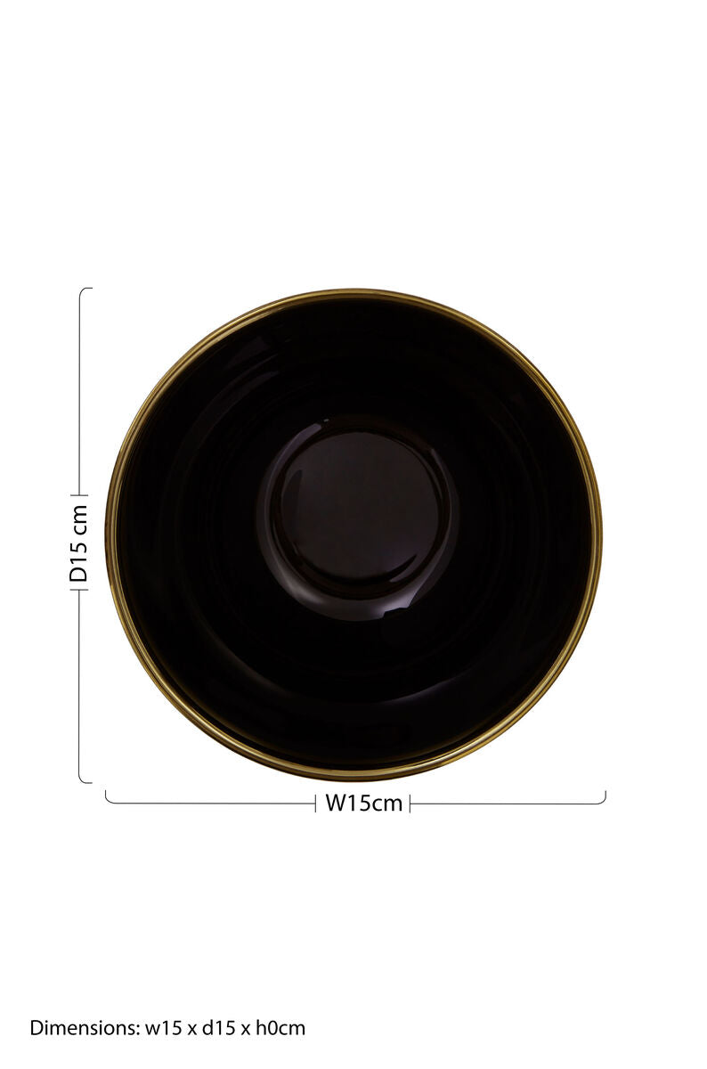 Black Glass Bowl with Gold Rim | Ida