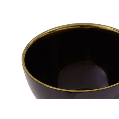 Black Glass Bowl with Gold Rim | Ida