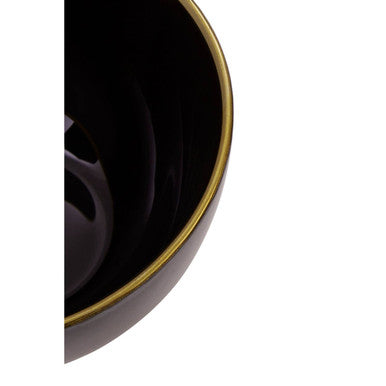 Black Glass Bowl with Gold Rim | Ida