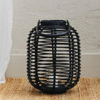 Tall Black Natural Rattan Lantern | Mataram