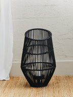 Large Black Natural Rattan Lantern | Mataram