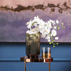 Large Grey Ribbed Glass Vase | Chima
