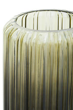 Small Grey Ribbed Glass Vase | Chima