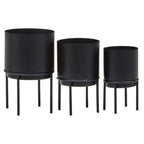 Set of Three Black Finish Planters | Avento