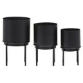 Set of Three Black Finish Planters | Avento