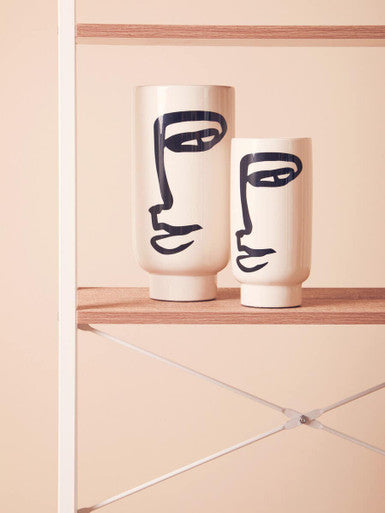Viso Small Black And White Face Vase