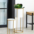 Large White and Gold Floor Standing Planter | Trosa