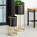 Small Black and Gold Floor Standing Planter | Trosa