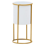 Small White and Gold Floor Standing Planter | Trosa