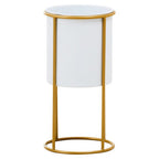 Small White and Gold Floor Standing Planter | Trosa