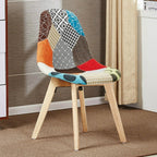 Patchwork Halo Dining Set Includes a Black Dining Table & Set of 4 Multicolour Fabric Chairs