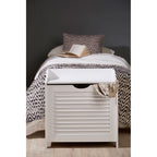 White Wood Laundry Storage Cabinet | Shutter