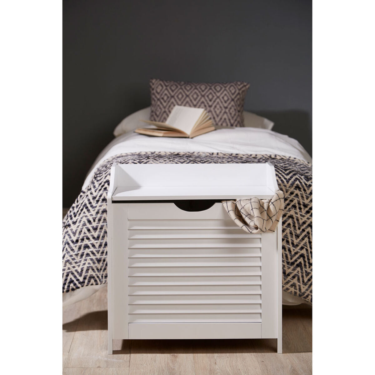 White Wood Laundry Storage Cabinet | Shutter