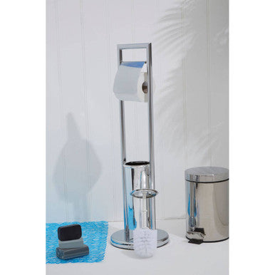 Chrome Finish Toilet Brush and Roll Holder | Linnea