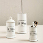 White Ceramic Cotton Bud Storage Jar | Le Bain