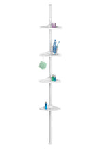 4 Tier Spring Mount White Corner Shelf Unit | Linnea