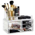 8 Compartments Clear Cosmetics Organiser with 4 Drawers | Beauty