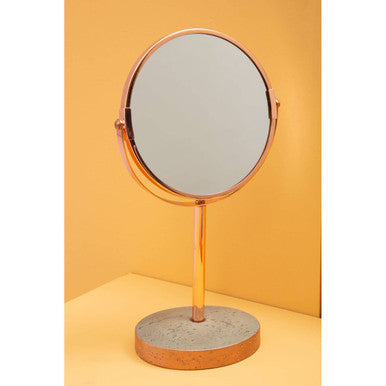 Copper Finish Round Swivel Bathroom Mirror | Neptune