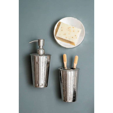 Hammered Bathroom Nickel Finish Toothbrush Holder | Vaco