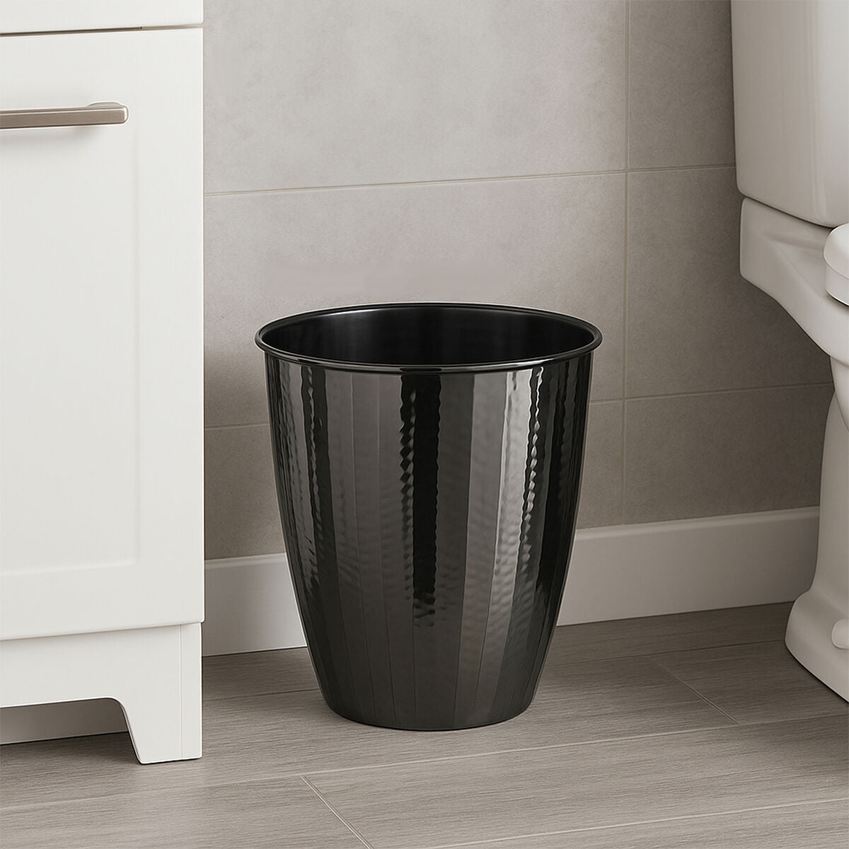 Hammered Black Nickel Finish Waste Bin | Vaco