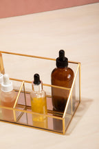 Glass Makeup Organiser with 3 Compartments | Beauty