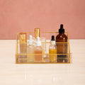 Glass Makeup Organiser with 3 Compartments | Beauty
