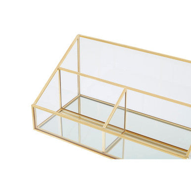 Glass Makeup Organiser with 3 Compartments | Beauty