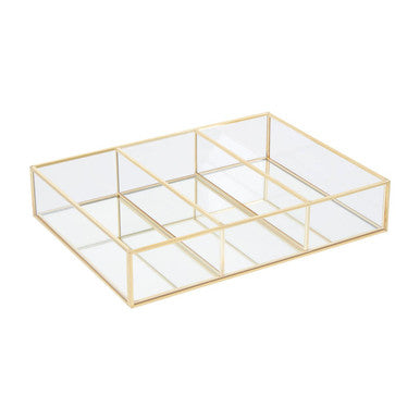 3 Compartments Clear Glass Makeup Organiser | Beauty
