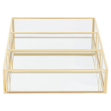 3 Compartments Clear Glass Makeup Organiser | Beauty