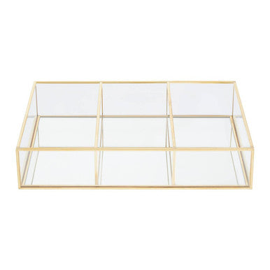 3 Compartments Clear Glass Makeup Organiser | Beauty