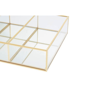 3 Compartments Clear Glass Makeup Organiser | Beauty