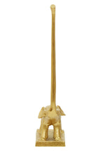 Gold Finish Elephant Toilet Roll Holder with Square Base | Fauna