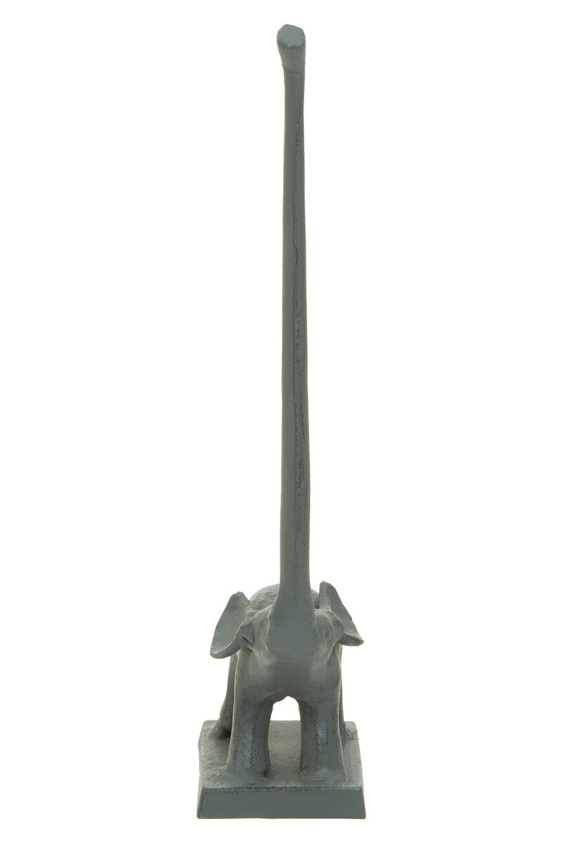 Grey Finish Elephant Toilet Roll Holder with Square Base | Fauna