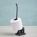 Grey Finish Elephant Toilet Roll Holder with Square Base | Fauna