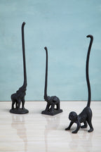 Grey Finish Elephant Toilet Roll Holder with Square Base | Fauna