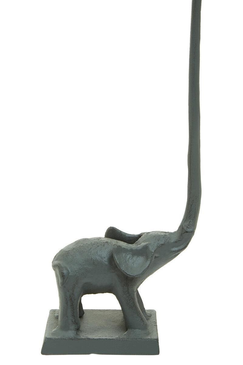Grey Finish Elephant Toilet Roll Holder with Square Base | Fauna