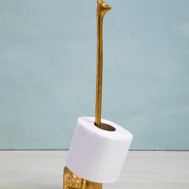 Gold Finish Llama Toilet Roll Holder | Fauna