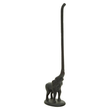 Black Finish Elephant Toilet Roll Holder with Round Base | Fauna