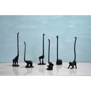 Black Finish Elephant Toilet Roll Holder with Round Base | Fauna