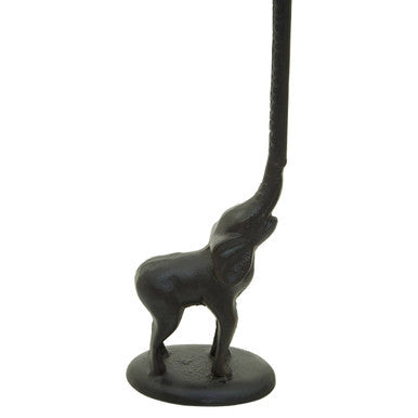 Black Finish Elephant Toilet Roll Holder with Round Base | Fauna