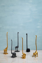 Gold Finish Elephant Toilet Roll Holder with Round Base | Fauna