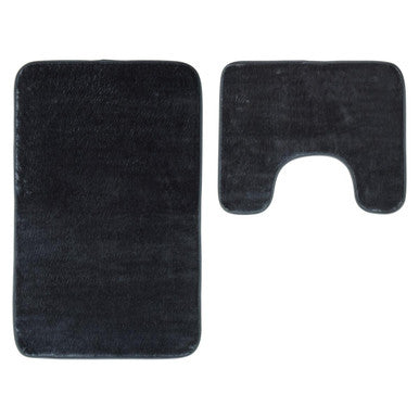 Charcoal Grey Bath and Pedestal Mat Set | Soak