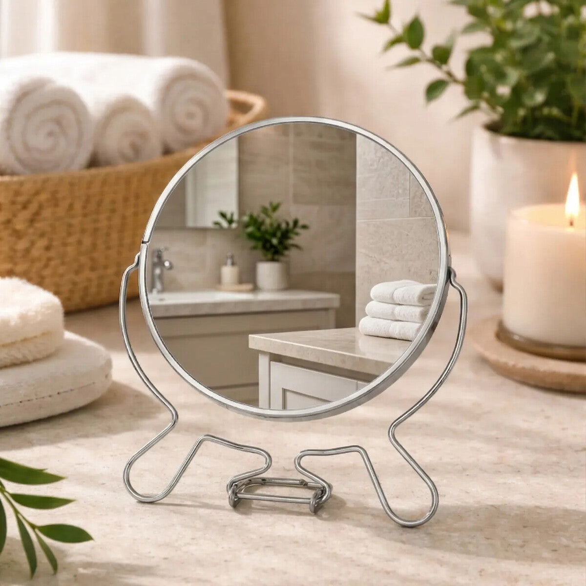 Silver Effect Two Sided Small Shaving Mirror | Mison