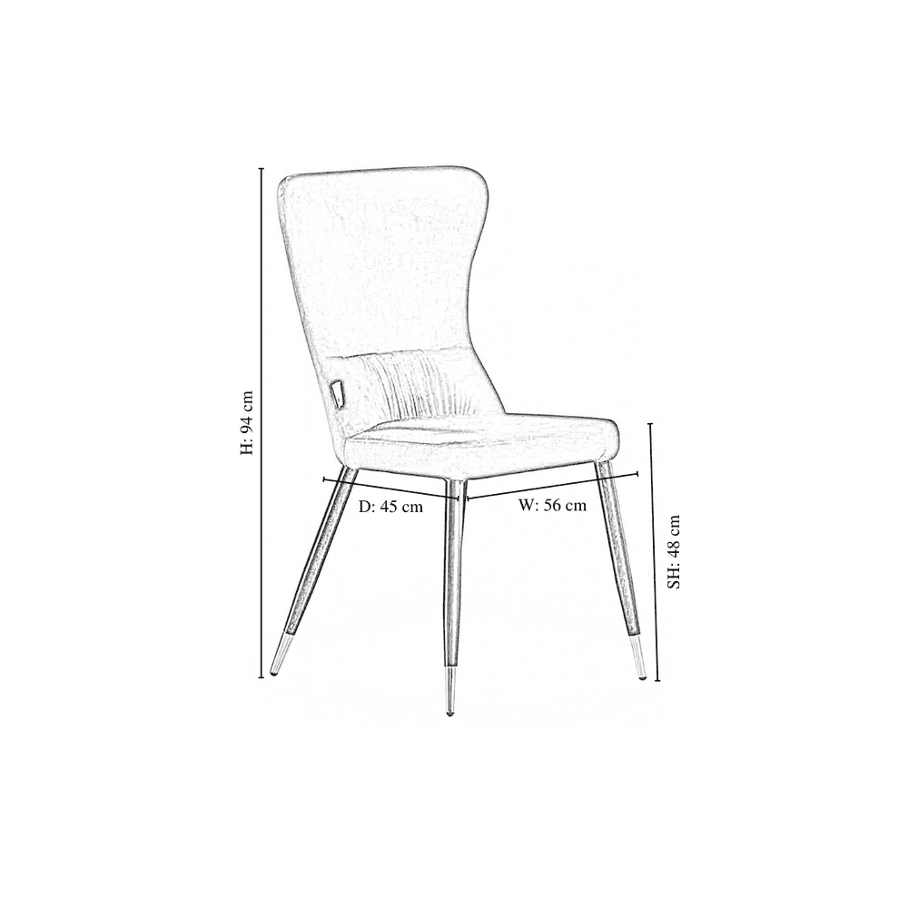 New York LUX Velvet Dining Chair with Metal Legs - Scandinavian Inspired