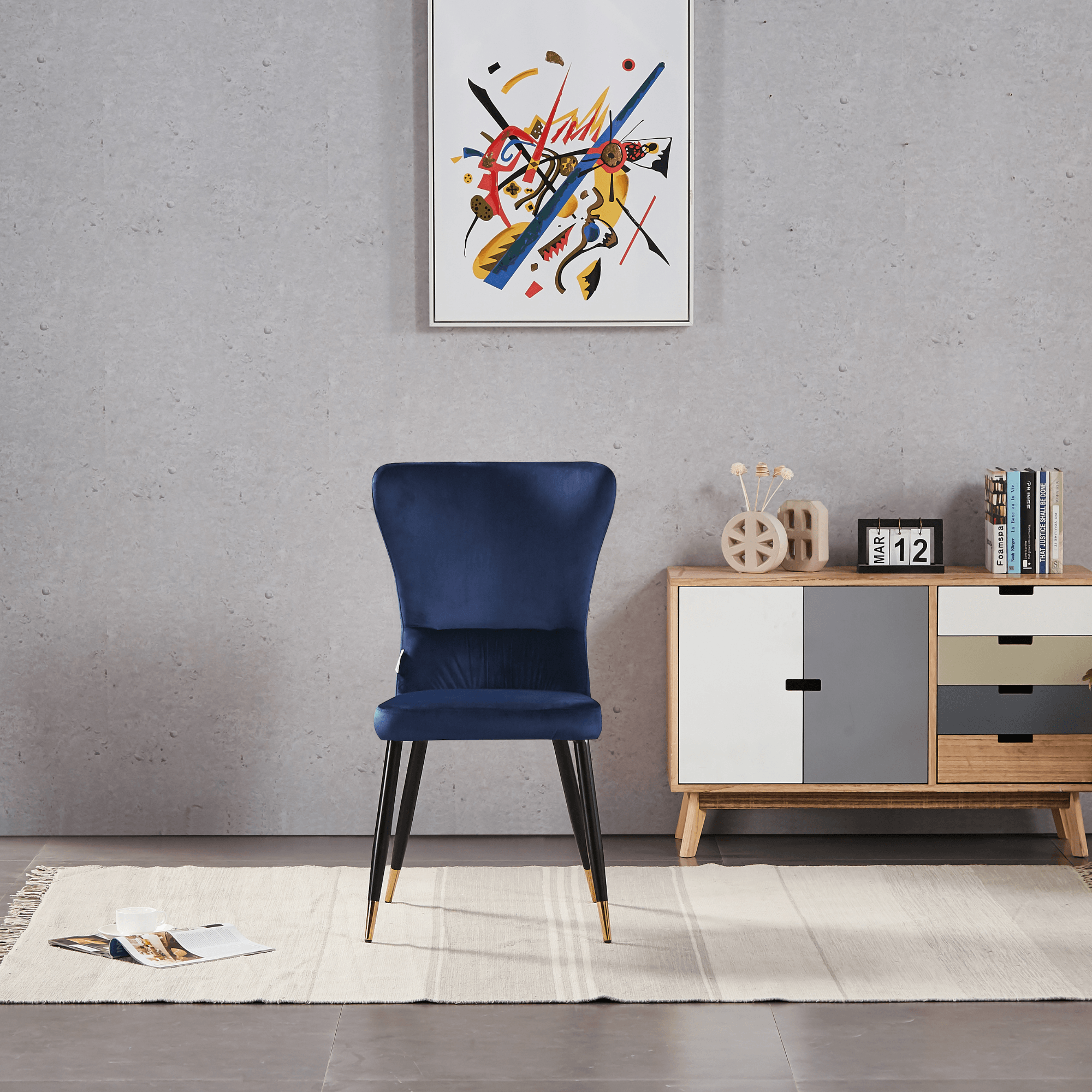 New York LUX Velvet Dining Chair with Metal Legs - Scandinavian Inspired