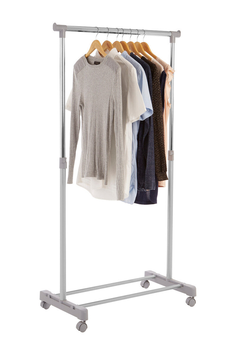 Grey and Chrome Finish Clothes Hanging Rail with Wheels | Ralesi