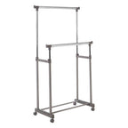 Grey and Chrome Finish Double Clothes Hanging Rail with Wheels | Ralesi