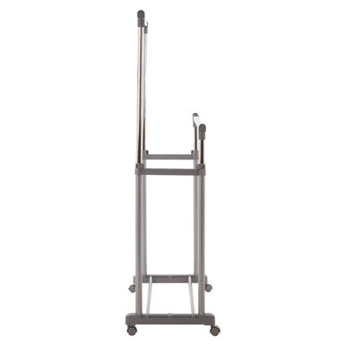 Grey and Chrome Finish Double Clothes Hanging Rail with Wheels | Ralesi