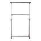 Grey and Chrome Finish Double Clothes Hanging Rail with Wheels | Ralesi