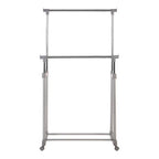 Grey and Chrome Finish Double Clothes Hanging Rail with Wheels | Ralesi